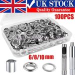 100set Eyelet Punch Die Tool Set Leather Craft Banner Kit Eyelets Grommet Washer