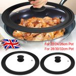 Silicone Glass Lids Saucepan Frying Pan Lid for 22/24/26/28/30/32cm Universal~
