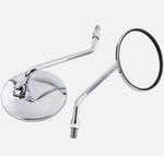 2X Motorcycle Chrome Round Side Rear View Mirrors Rearview Set Long Stem 10mm