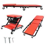 36 Inch 2 in 1 Folding Mechanics Creeper, 150kg Garage Rolling Stool UK STOCK