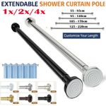 Heavy Duty Telescopic Shower Curtain Pole Extendable Rail Rod Bath Door Window