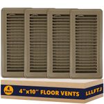 4 Pack Floor Vent Covers, Register 4" x 10", Brown 4'' x 10'' 4