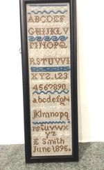 Antique Sampler June 1895 Small Size E Smith Mother of John Swallow Framed