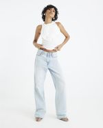 River Island Womens Straight Jeans Blue High Waisted Relaxed Trousers Pants