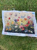 Completed Finished Cross Stitch Wildflower Meadow Floral Tapestry Art 24 x 33cm
