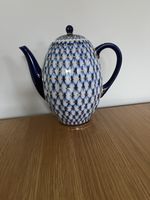 Antique Vintage Lomonosov Imperial Cobalt Net Coffee Pot.