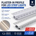 2m Plaster‑In LED Aluminium Profile Channel w/ Diffuser 9mm or 20mm Trimless