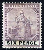 TRINIDAD 1896 Six Pence Dull Purple & Black Watermark Crown CA SG 120 MINT