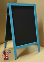 SANDWICH A-BOARD WITH BEACH BLUE FRAME AND BLACKBOARD FOR CHALK PENS specials UK
