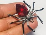 Vintage Style Large Red Crystal Gothic SPIDER Insect Jewellery BROOCH Shawl Pin