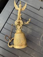 Vintage Solid Brass Bell With Angel Large  All Original Fittings