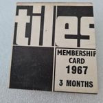 TILES CLUB  1967 MEMBERSHIP CARD MOD SCENE LONDON "ORIGINAL" EXTREMELY RARE