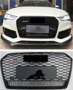 Front Honeycomb Mesh Grill RS6 Style Gloss Black Fits Audi A6 S6 C7.5 2016-2018