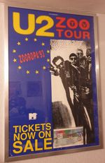 ORIGINAL U2 ZOOROPA ACHTUNG BABY '93 ZOO TV Tour Poster 78cm x 53cm Large FRAMED