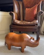 Vintage Style Handmade Genuine Leather Rhino Footstool / Stool - 55cm Long