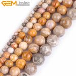 Natural 8mm Ammonite Chrysanthemum Gemstone Coral Fossil Round Jewelry Beads