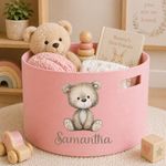 Personalised woodlands teddy  Storage Tub -Toy Bag Basket Box Kids Childrens