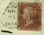 GB QV Stamp SG.24 VFU 1855 Glasgow RARE *Type 1* Scots Experimental Duplex RED16