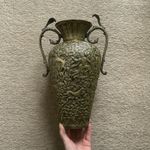RARE Vintage Solid Indian Brass Twin Handled Vase/Urn With Cobra Detailing