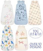 Baby Sleeping Bag TOG 1.0 & TOG 0.5 Cotton Lined 0-36M Unisex Boys Girls Prints