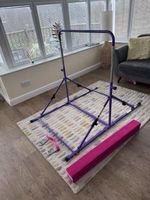 Kids Adjustable Gymnast Bars And Folding Beam VGC