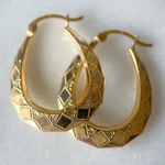 Solid 9ct Gold Victorian Oval Creole Hoop Earrings Made