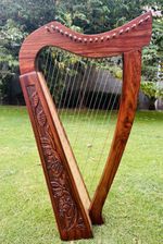 19 String Harp Celtic Irish Solid Wood Traditional With Tuning Key Wrench & Bag