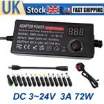 72W Power Supply DC 3V~24V Adjustable Variable Universal Switching AC/DC Adapter