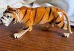 Vintage Ceramic Tiger Prowling Figurine 1960's 5” Length Retro Animal Ornament