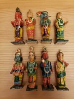 Hindu gods painted wooden figurines handmade in India excellent condition