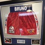 Frank Bruno Signed Boxing Trunks Framed Display with COA Clothing