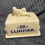 Lurpak Ceramic Covered Butter Dish w/ Lid, Rectangular Glossy Beige Logo