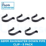 Round Downpipe Brackets Clips For 68mm Downpipe - 5 Pack