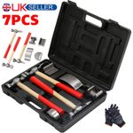 7Pcs Auto Body Repair Tool Kit, Craft Panel Beating Hammer and Dolly Set Hammer