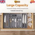 8-Section Extendable Plastic Cutlery Tray Kitchen Drawer Insert Organiser Holder