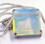 100.0 Ct Natural White Opal Emerald Shape 925 Solid Pendant Free Chain 6AGY