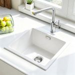 HOROW 45 x 40cm White Granite Composite Sink Single Bowl Quartz Kitchen Sink
