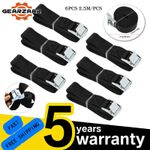 6 x Heavy Duty Ratchet Tie Down Straps Car Roof Rack Belts Quick Release 2.5M