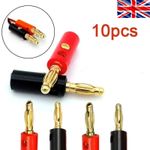 High Quality 10pcs 4mm Banana Plug Male Connector Gold Audio Speaker Wire Cables