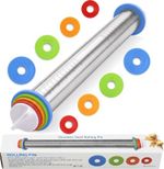 Stainless Steel Rolling Pin with Adjustable Thickness Rings Baking Tool UK
