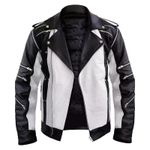 Pepsi Ad Micheal Jackson Vintage Black & White Leather Jacket Beat It Costume