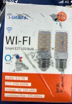 I-SHUNFA Wi-Fi Smart E27 LED Bulb 2 Pack Alexa/Google 6.3-7W 2700-6500K