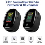2 In 1 Fingertip Blood Glucose & Oxygen Monitor Spo2 Glucose Pulse Rate Oximeter