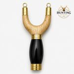 Luxury Oak Wood Brass Catapult Slingshot with Black Horn Handle Handmade
