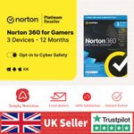 Norton 360 for Gamers Antivirus 2026 3 Device  1 Year - 5 Minute Delivery