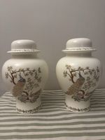 Pair Peacock Ceramic Ginger Jar Lamp Bodies Bases Restoration Upcycle