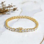 Round Cut 10Ct Natural Diamond real 14K Yellow gold tennis luxurious Bracelet