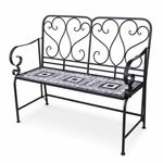 Outdooor Bench Gaden Chair Patio Seating Medina Mosaic Tile Top 112x96x47cm