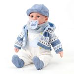 16'' Baby Doll Boy Soft Bodied Toy with Sounds & Dummy BiBi Doll Blue Coat Felix