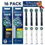 8/16x Oral-B Pro Cross Action Replacement Toothbrush Heads Black White New~